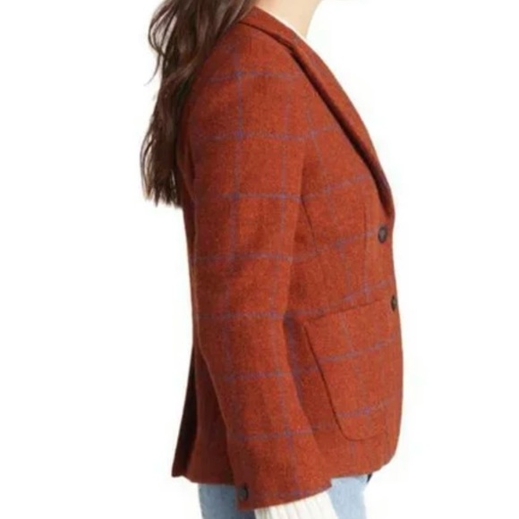 Nancy Windowpane Plaid Wool Blazer In Rust Color by rag & bone  (size 0) - Picture 5 of 13